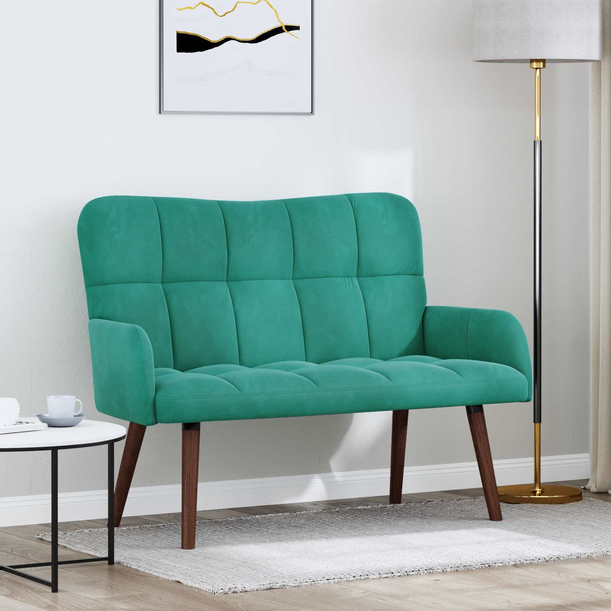 Twee Persoons Sofa Turquoise 115 x 61 x 87 cm Fluweel is nu te koop bij PeponiXL, paradijselijk wonen!