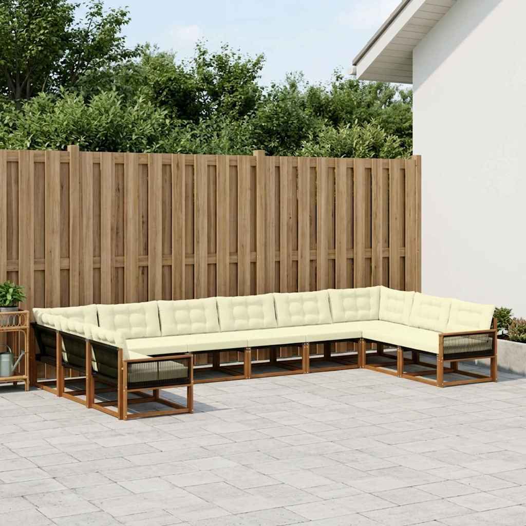 Buiten bankenset met kussen 10 pcs Natuurlijk en Crème is nu te koop bij PeponiXL, paradijselijk wonen!