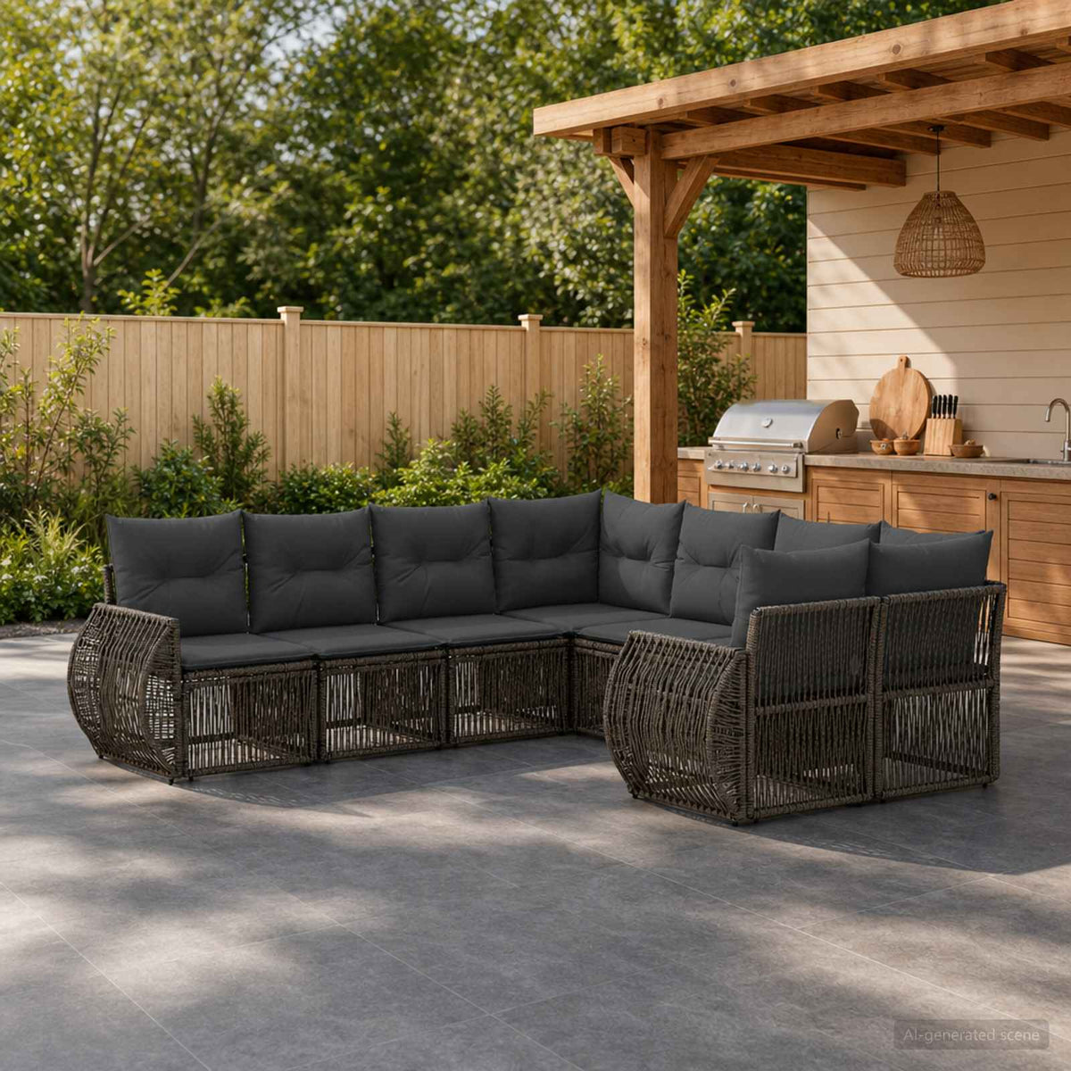 Tuinbankenset 8 st 8-Aantal zitplaatsen Grijs poly rattan is nu te koop bij PeponiXL, paradijselijk wonen!