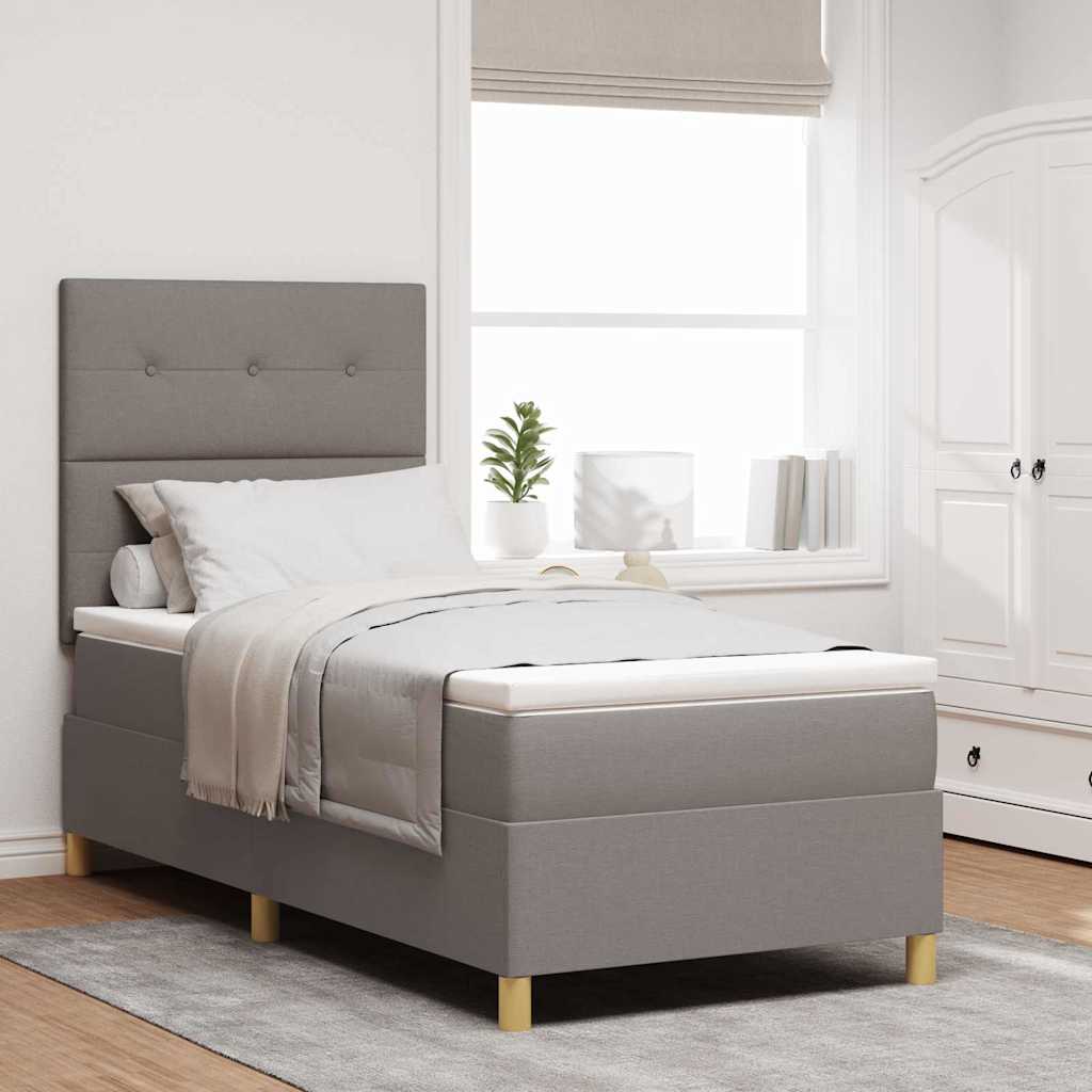 Boxspringbed met matras met hoofdeinde Taupe 80 x 200 cm Stof is nu te koop bij PeponiXL, paradijselijk wonen!