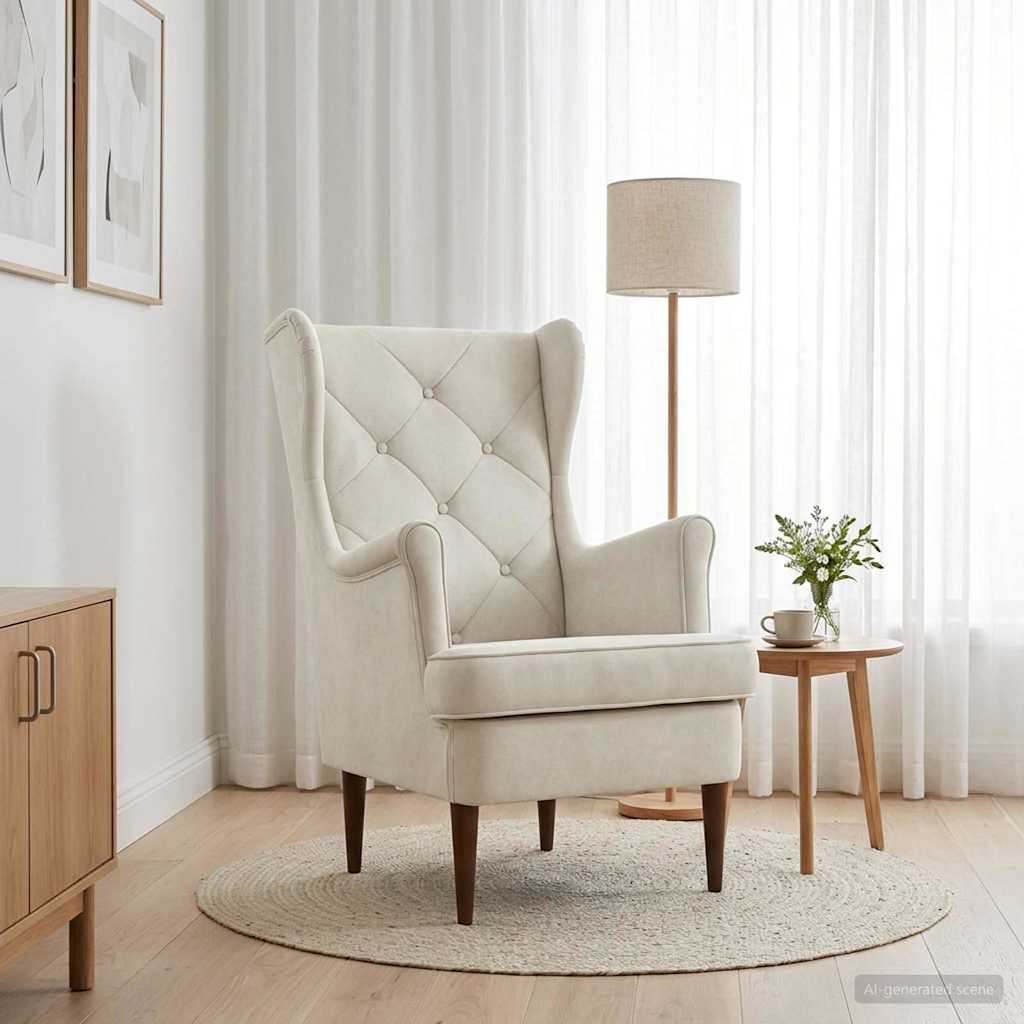 Fauteuil Crème Fluweel is nu te koop bij PeponiXL, paradijselijk wonen!