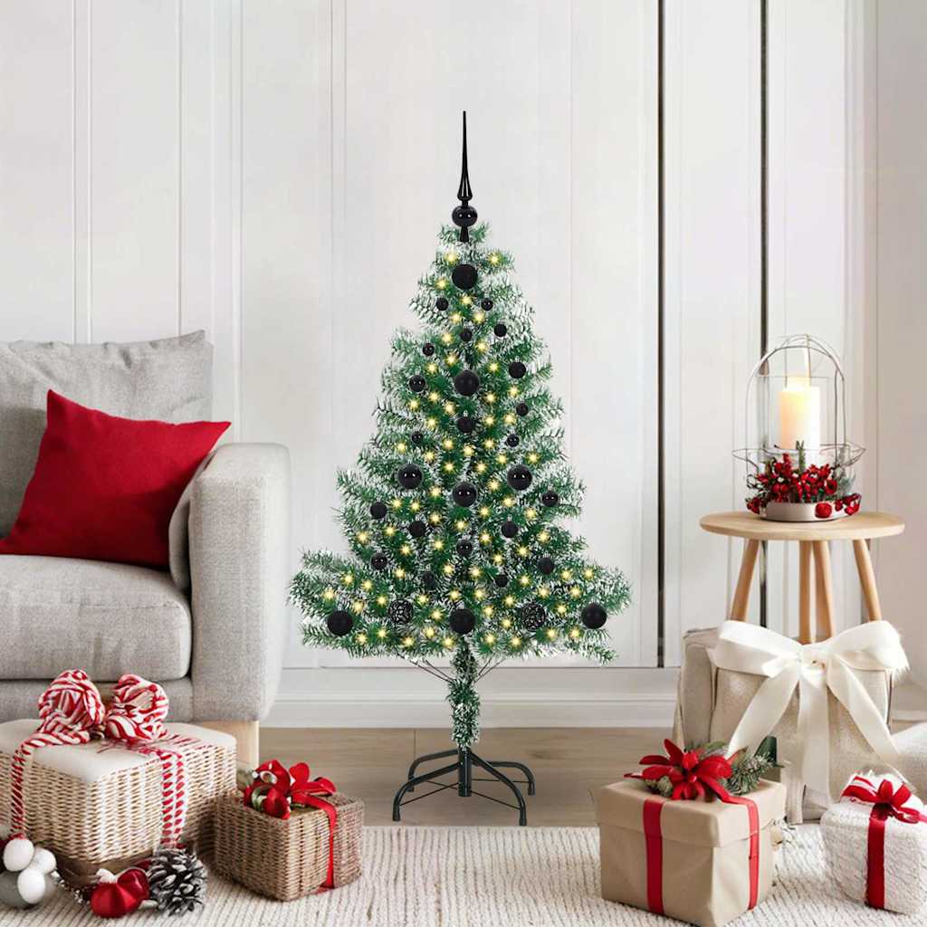Kunstmatige Kerstboom Sneeuw Gevlochten met LED Licht 120 cm is nu te koop bij PeponiXL, paradijselijk wonen!