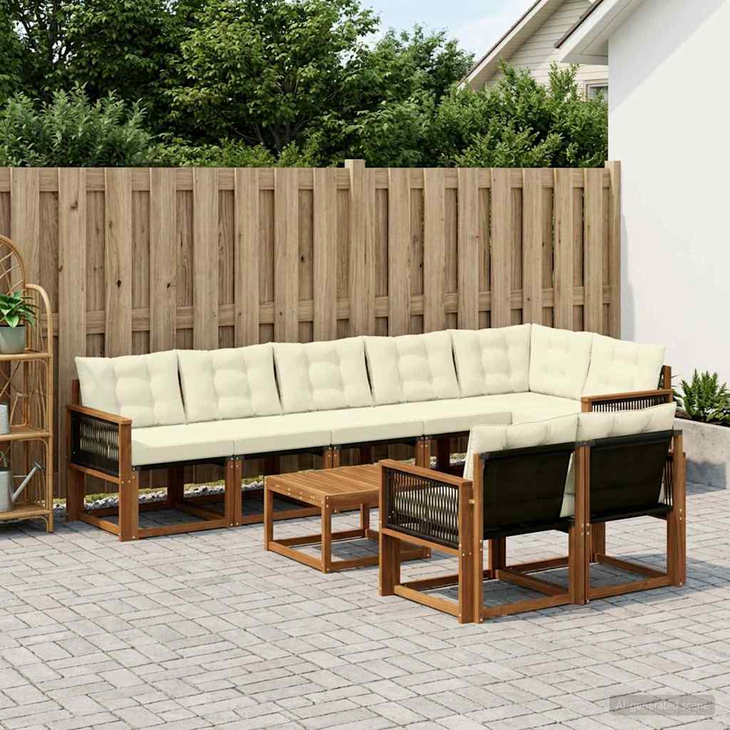 Buiten bankenset met kussen 9 pcs Natuurlijk en Crème is nu te koop bij PeponiXL, paradijselijk wonen!