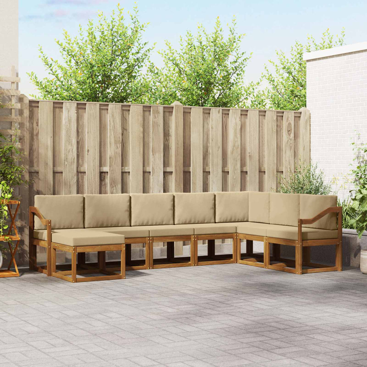 Buiten bankenset met kussen 8 pcs Natuurlijk en Beige is nu te koop bij PeponiXL, paradijselijk wonen!