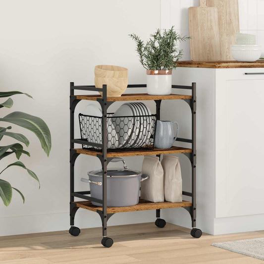 Keuken Trolley Oud Hout 50 x 35 x 75.5 cm Bewerkt hout is nu te koop bij PeponiXL, paradijselijk wonen!