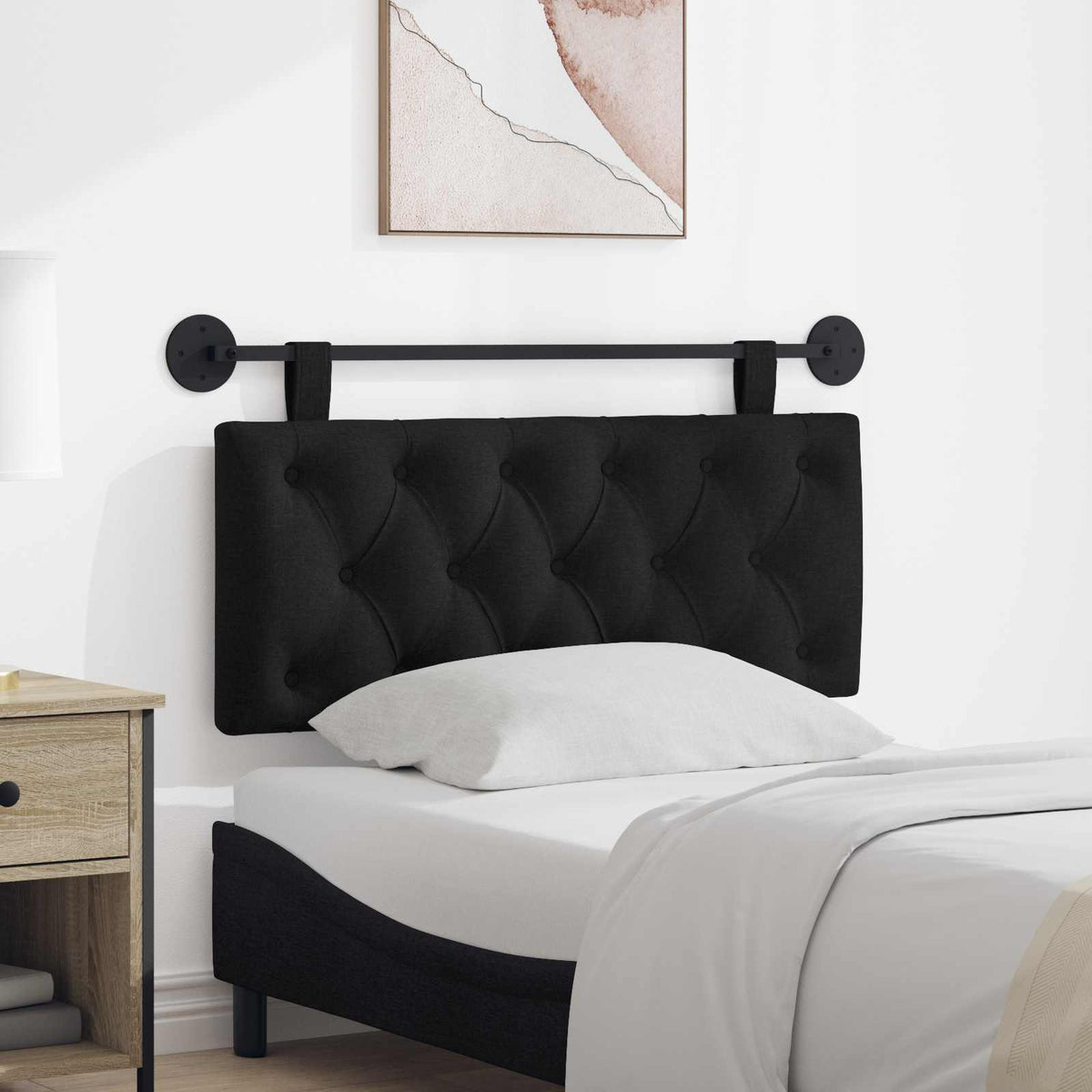Hangend hoofdbord Zwart Stof is nu te koop bij PeponiXL, paradijselijk wonen!