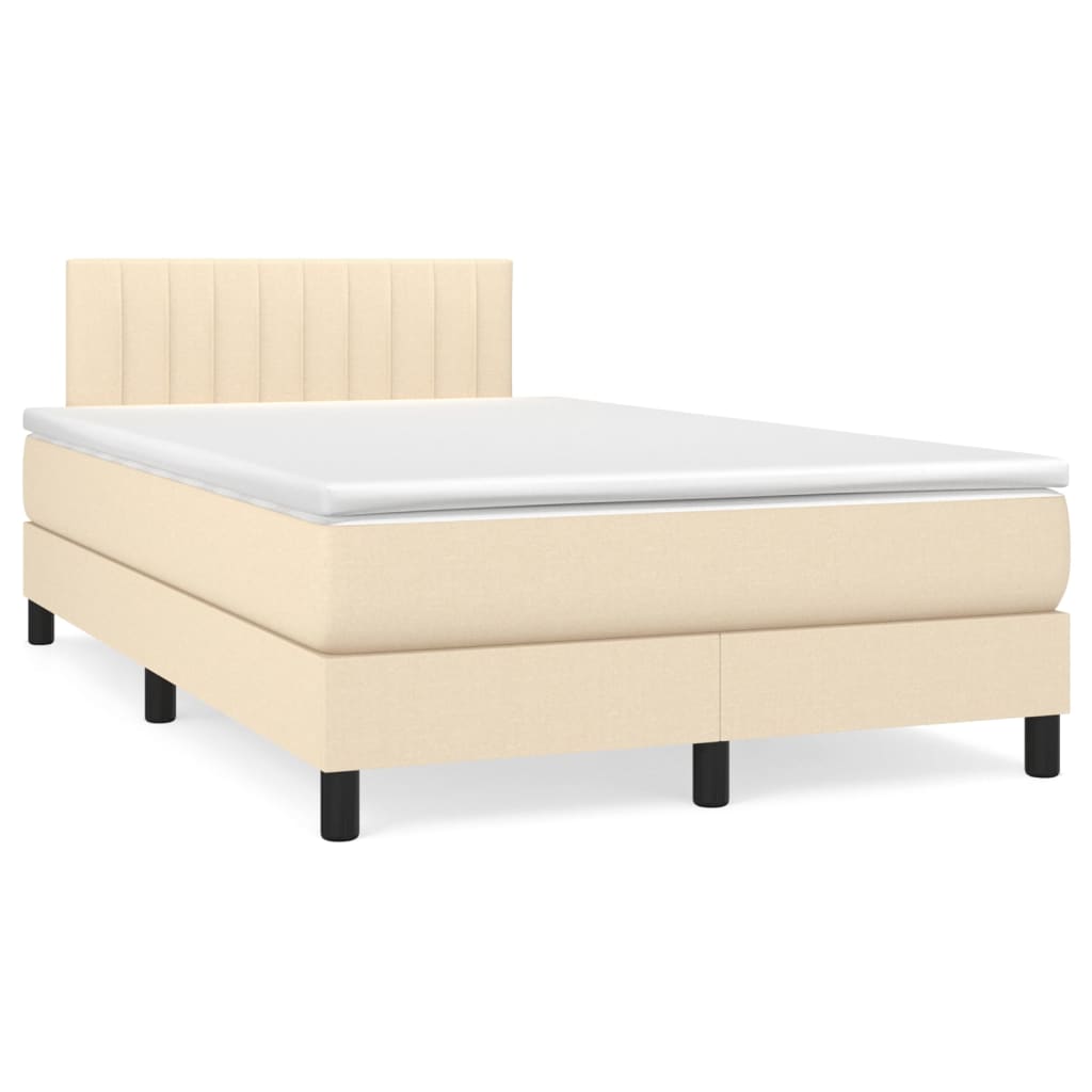 Boxspring met matras en LED stof crèmekleurig 120x190 cm is nu te koop bij PeponiXL, paradijselijk wonen!