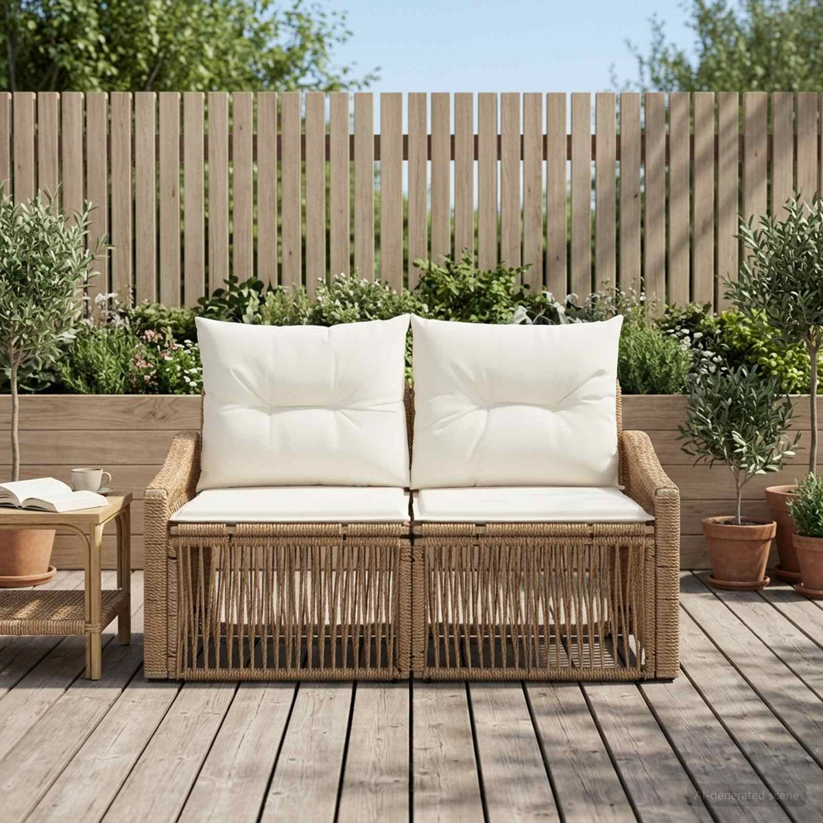 Tuinbank 2-Aantal zitplaatsen Beige poly rattan is nu te koop bij PeponiXL, paradijselijk wonen!