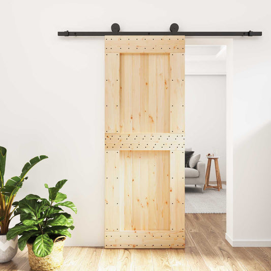 Schuifdeur Naturel en Zwart 80 x 210 cm Massief Grenenhout is nu te koop bij PeponiXL, paradijselijk wonen!