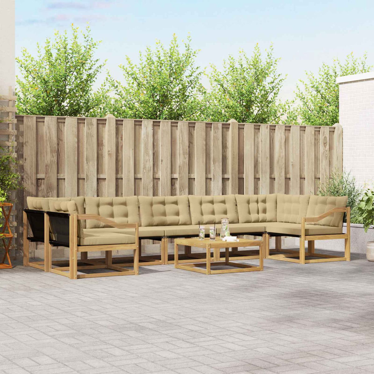 Buiten bankenset 8 pcs Wit en Beige 79 x 79 x 37 cm is nu te koop bij PeponiXL, paradijselijk wonen!
