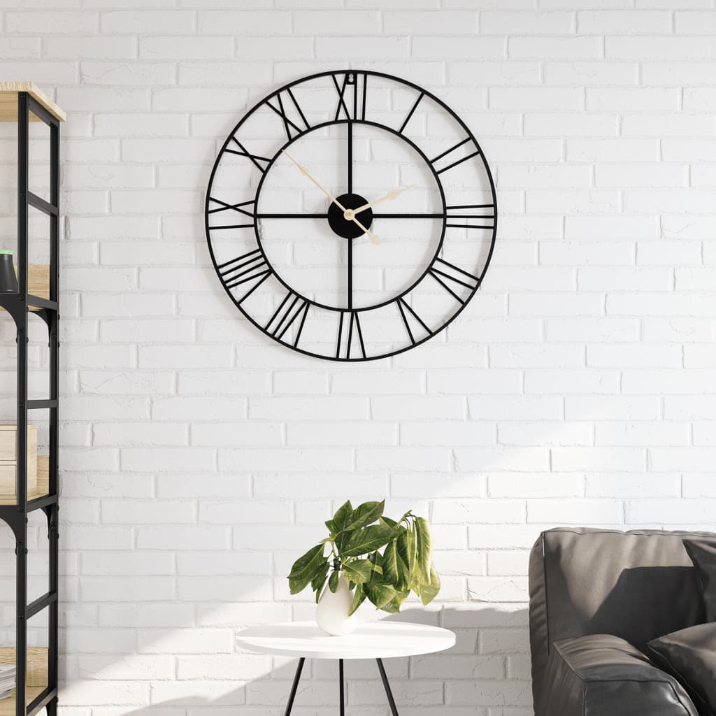 Wandklok Ø50 cm ijzer zwart is nu te koop bij PeponiXL, paradijselijk wonen!
