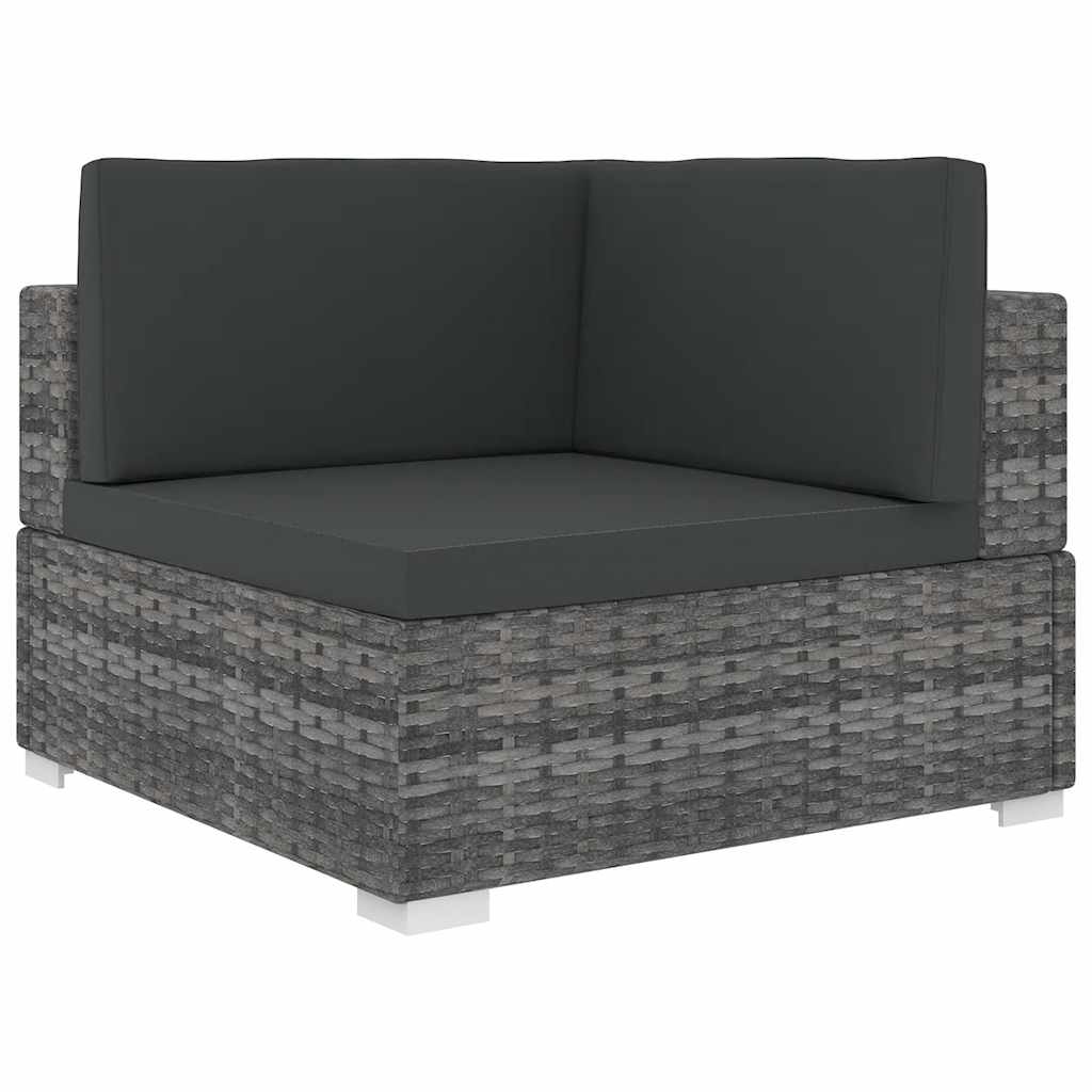 Tuinstoel met kussens hoeksectie poly rattan grijs is nu te koop bij PeponiXL, paradijselijk wonen!