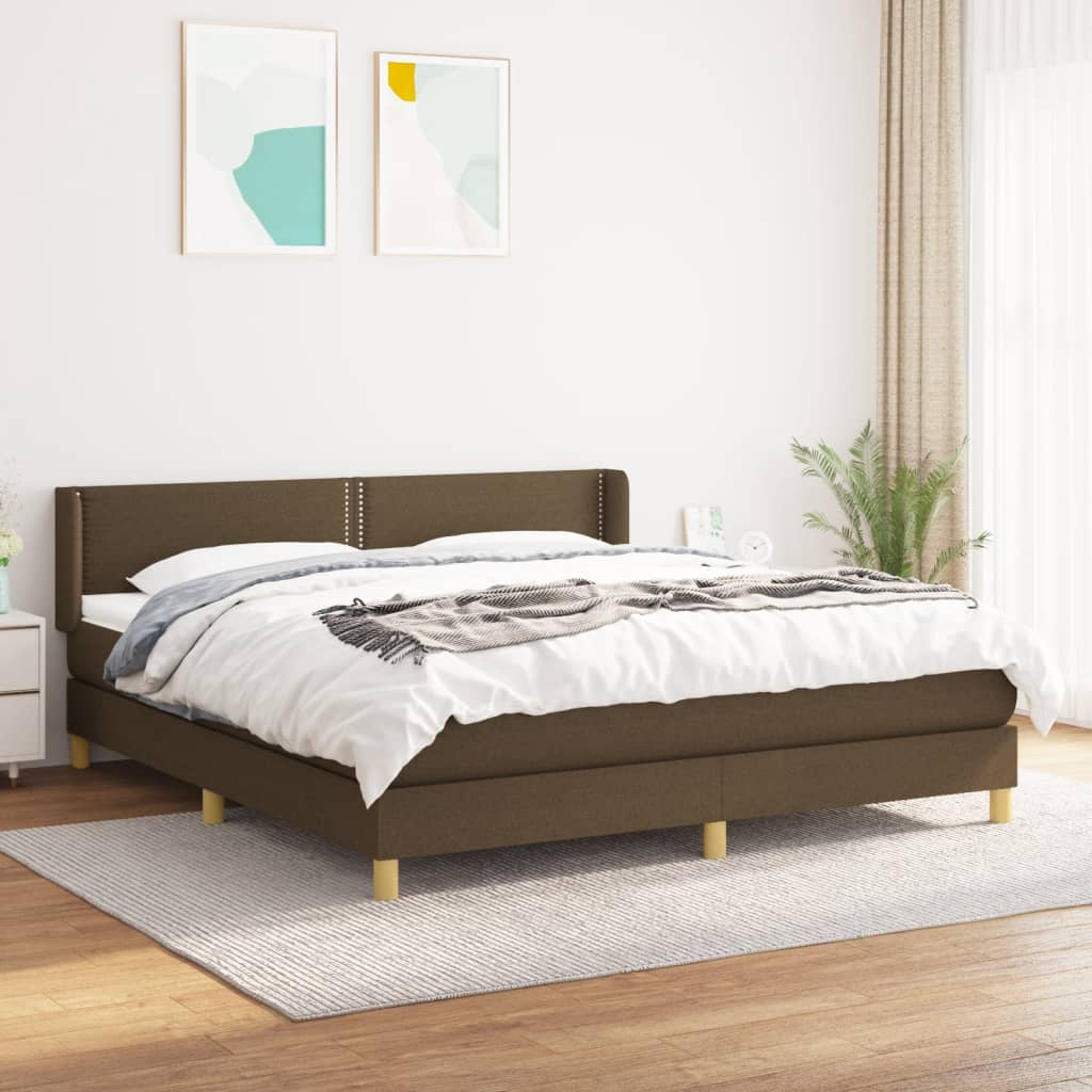 Boxspring met matras stof donkerbruin 180x200 cm is nu te koop bij PeponiXL, paradijselijk wonen!