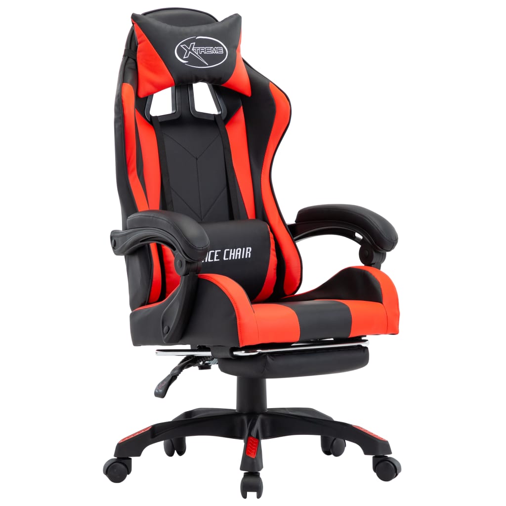 Racestoel met voetensteun kunstleer rood en zwart is nu te koop bij PeponiXL, paradijselijk wonen!
