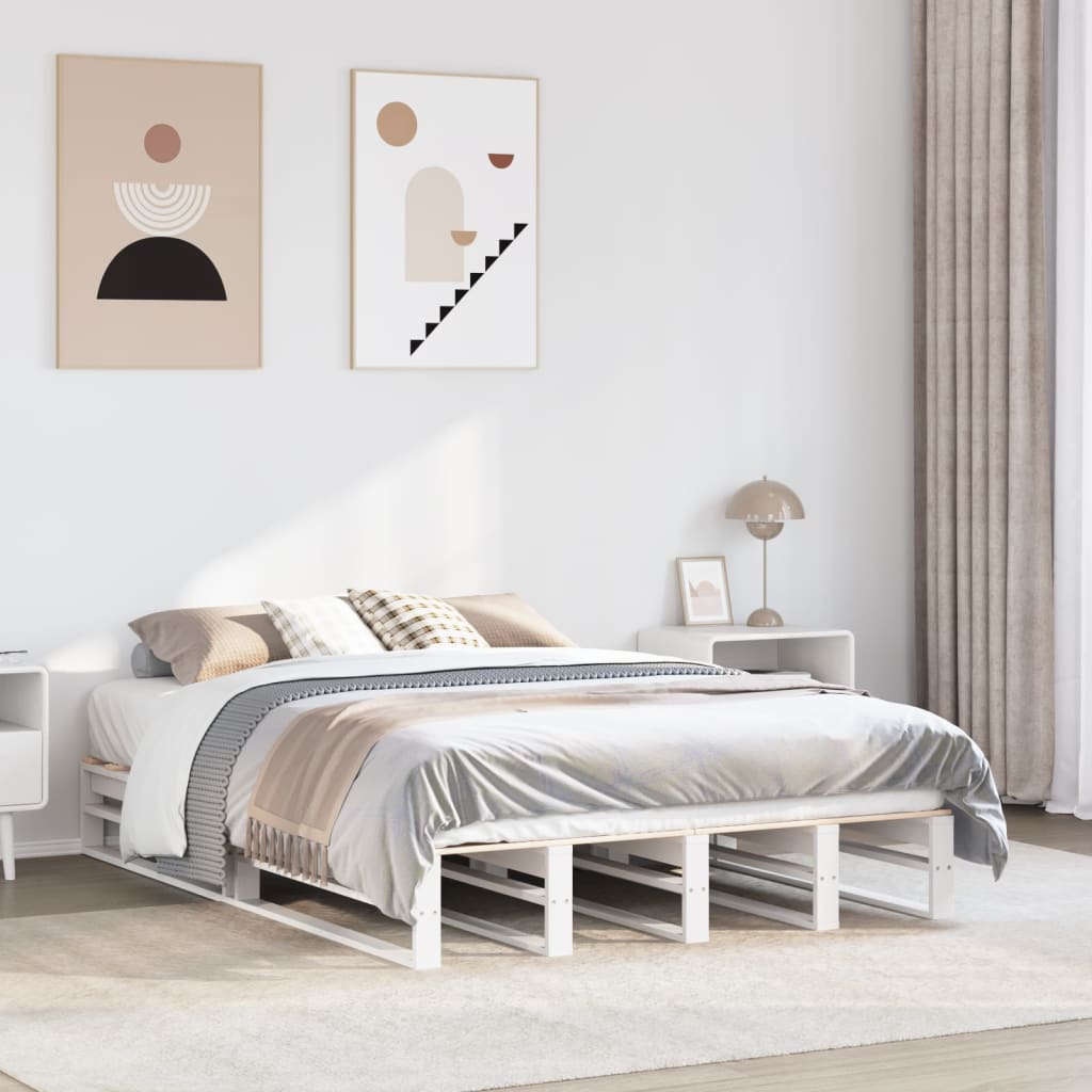 Bedframe zonder matras massief grenenhout wit 135x190 cm is nu te koop bij PeponiXL, paradijselijk wonen!