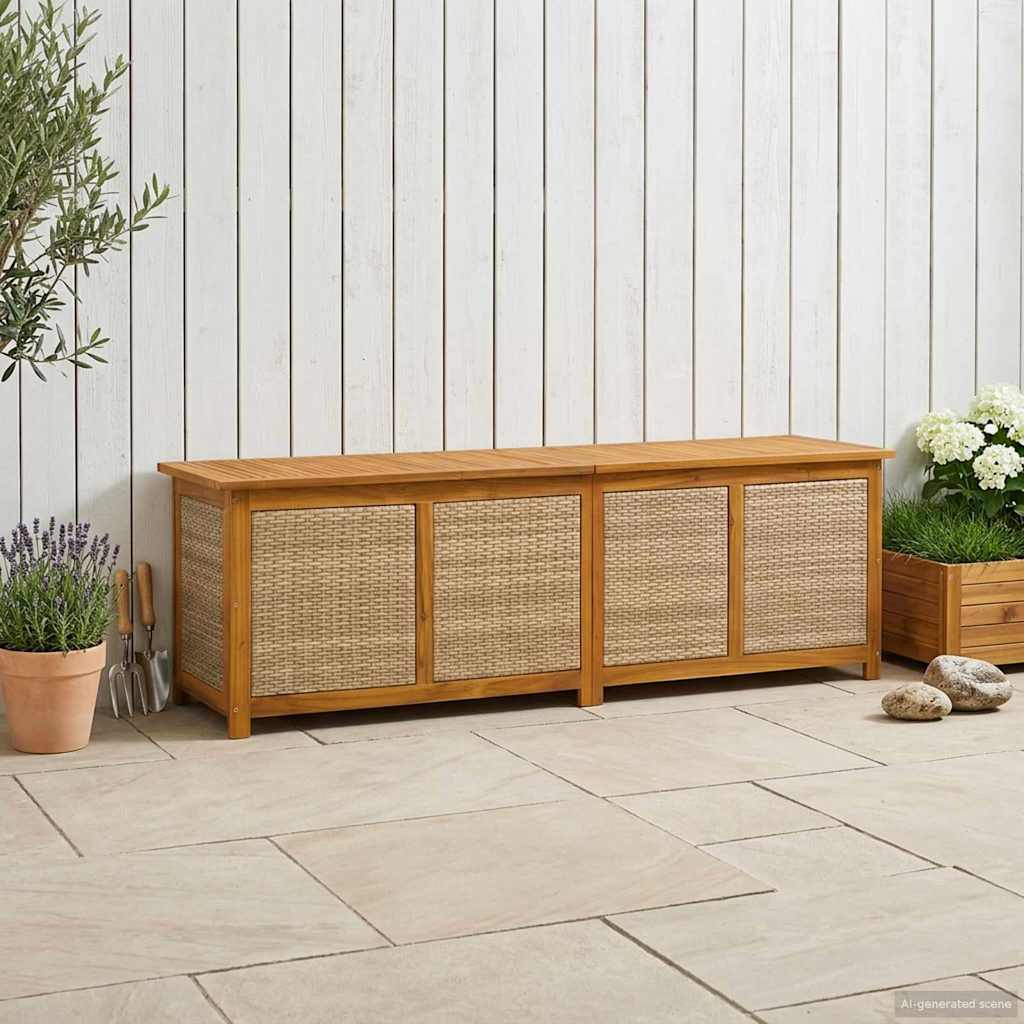 Tuinopslagdoos 185 L Massief Acaciahout 200 x 50 x 56 cm Beige is nu te koop bij PeponiXL, paradijselijk wonen!