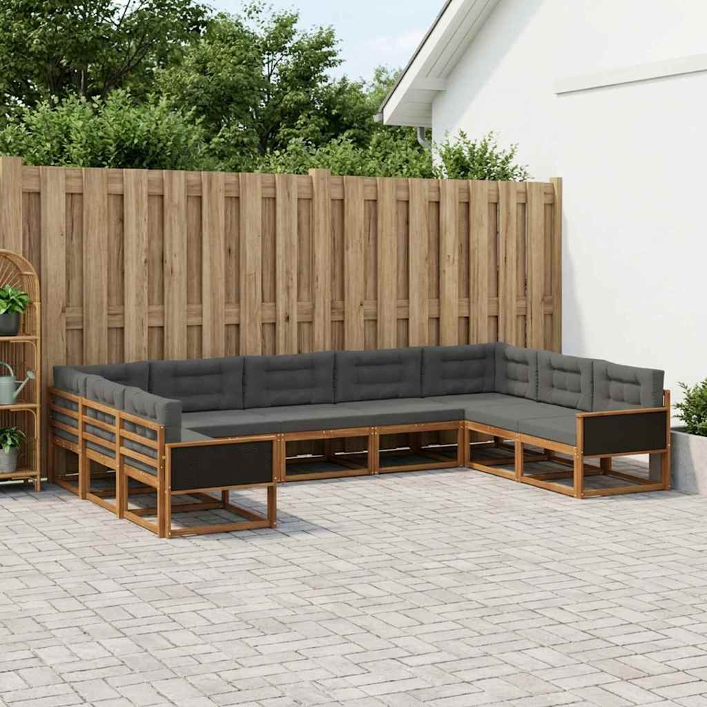 Buiten bankenset met kussen 9 pcs Natuurlijk en Antraciet is nu te koop bij PeponiXL, paradijselijk wonen!