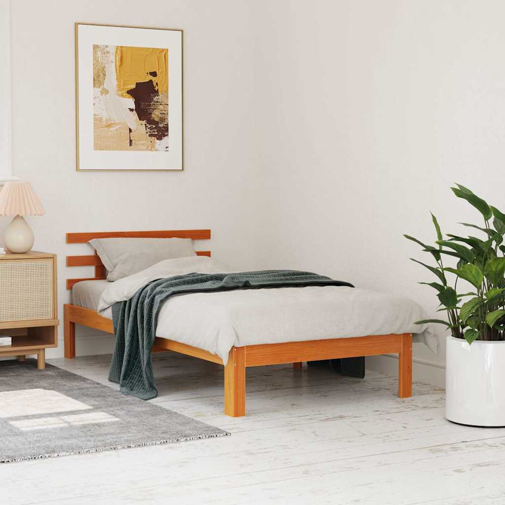 Bedframe zonder matras massief grenenhout wasbruin 100x200 cm is nu te koop bij PeponiXL, paradijselijk wonen!