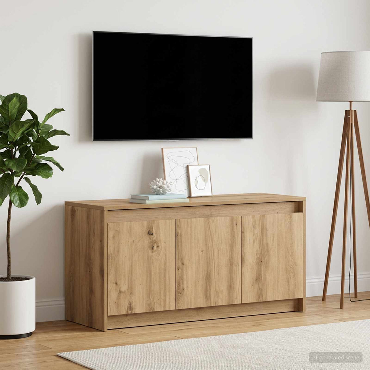 TV-kast 100 x 34 x 50 cm Artisanaal eiken Bewerkt hout is nu te koop bij PeponiXL, paradijselijk wonen!