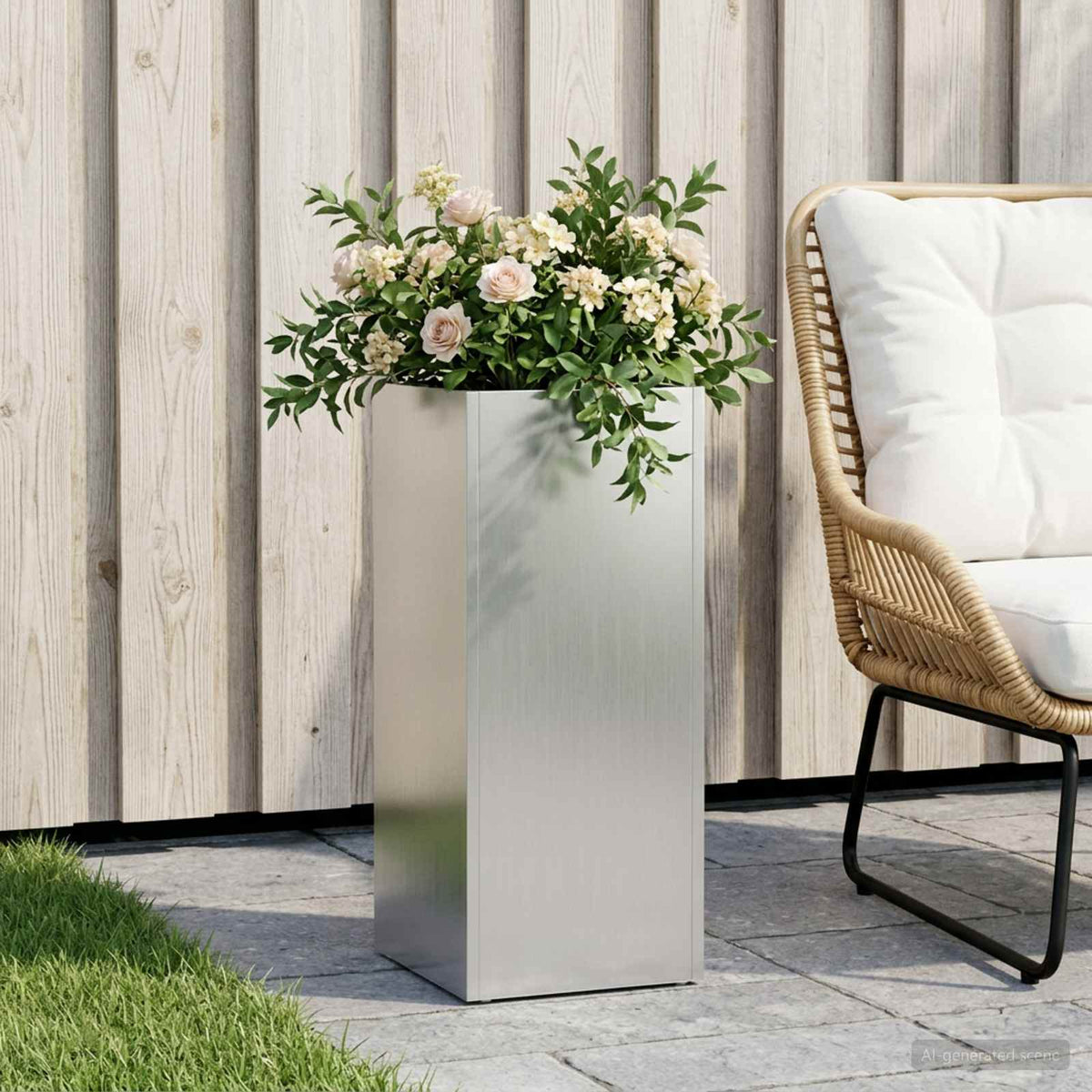 Plantenbak zilver 20 x 20 x 50 cm Gegalvaniseerd staal is nu te koop bij PeponiXL, paradijselijk wonen!