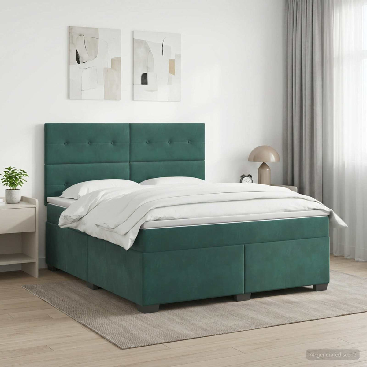 Boxspringbed met matras Donkergroen 140 x 200 cm Fluweel is nu te koop bij PeponiXL, paradijselijk wonen!