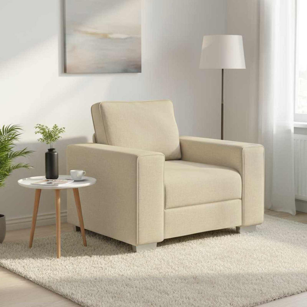 Sofa Stoel Crème 100 cm Stof is nu te koop bij PeponiXL, paradijselijk wonen!