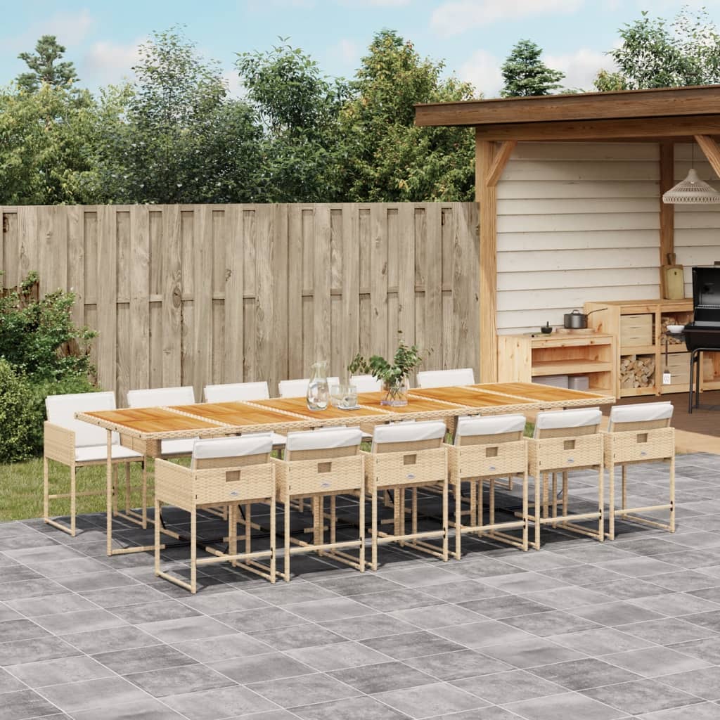 13-delige Tuinset met kussens poly rattan beige is nu te koop bij PeponiXL, paradijselijk wonen!