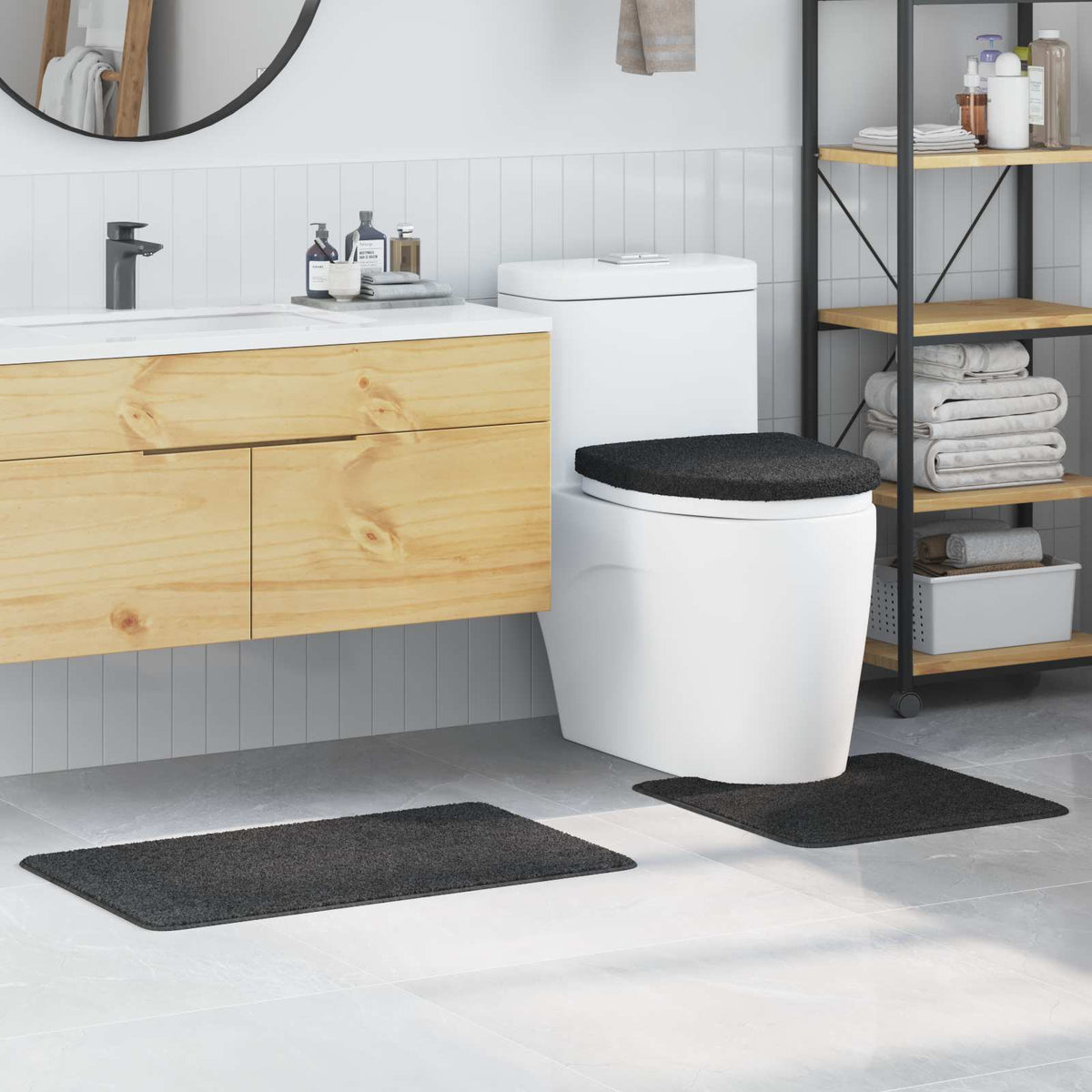 Antislip Badmat Set 3 pcs Donkergrijs PP is nu te koop bij PeponiXL, paradijselijk wonen!
