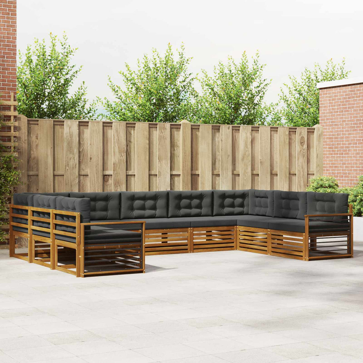 Buiten bankenset met kussen 9 pcs Natuurlijk en Antraciet is nu te koop bij PeponiXL, paradijselijk wonen!