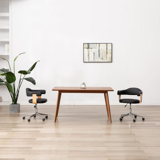 Eetkamerstoel draaibaar gebogen hout en kunstleer zwart is nu te koop bij PeponiXL, paradijselijk wonen!