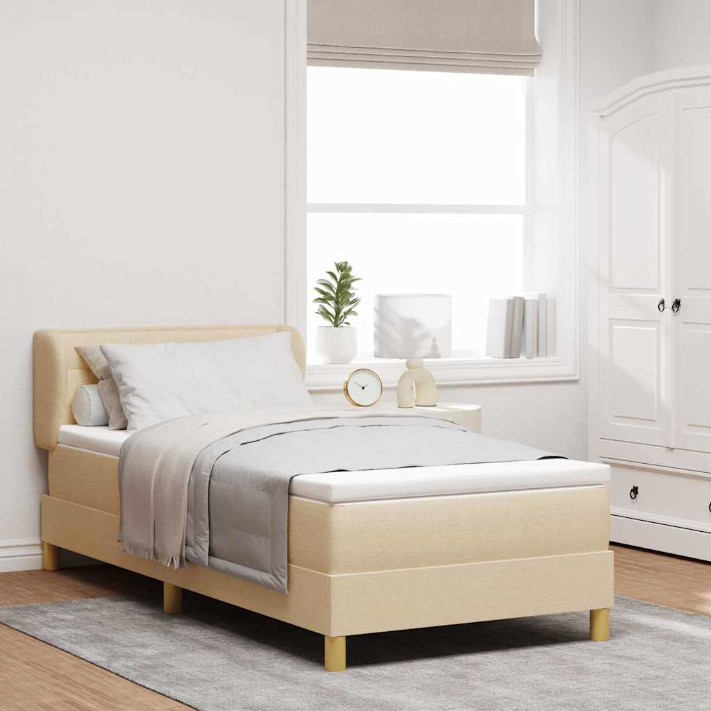Boxspringbed met matras met hoofdeinde Crème 80 x 200 cm Stof is nu te koop bij PeponiXL, paradijselijk wonen!