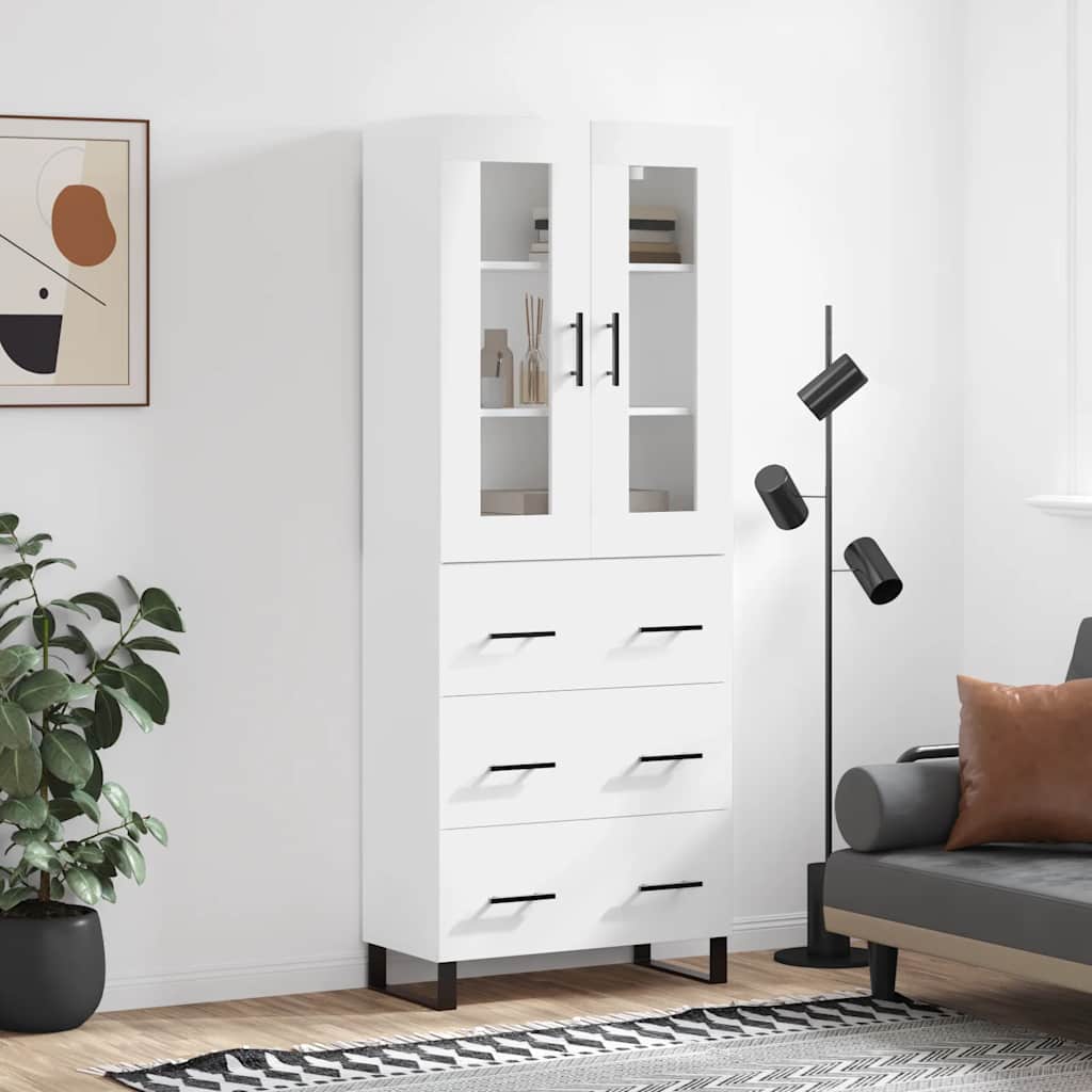 Hoge kast 69,5x34x180 cm bewerkt hout wit is nu te koop bij PeponiXL, paradijselijk wonen!