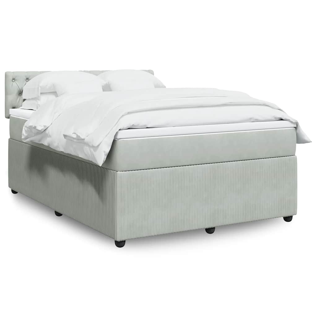 Boxspring met matras fluweel lichtgrijs 160x200 cm is nu te koop bij PeponiXL, paradijselijk wonen!