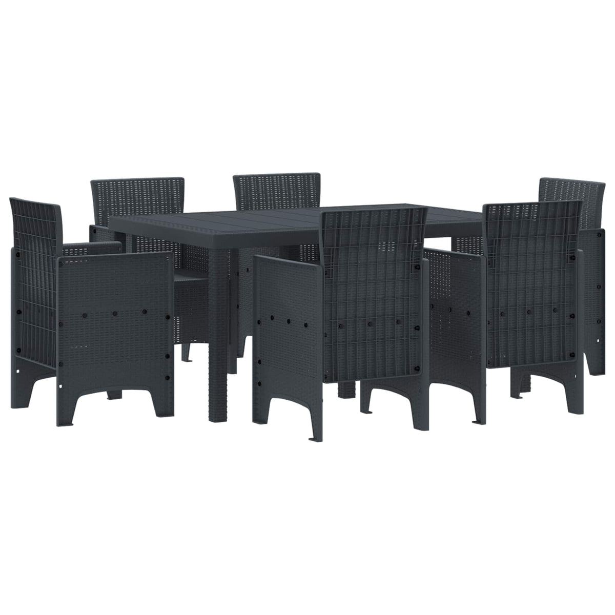 Tuin Eetset 7 pcs Antraciet Polt riet is nu te koop bij PeponiXL, paradijselijk wonen!
