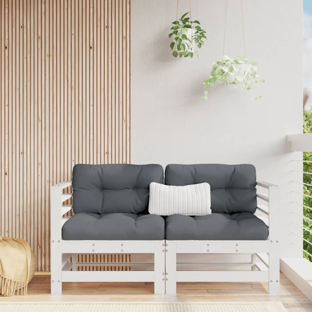 Tuinhoekbanken 2 st massief grenenhout wit is nu te koop bij PeponiXL, paradijselijk wonen!