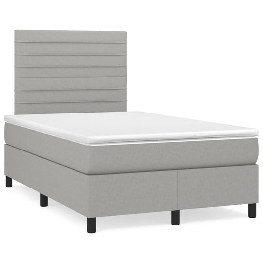 Boxspring met matras en LED stof lichtgrijs 120x190 cm is nu te koop bij PeponiXL, paradijselijk wonen!