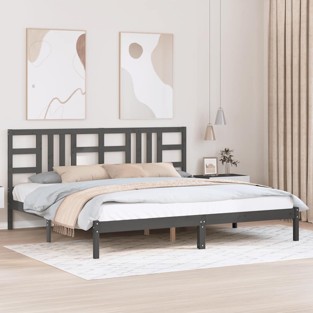 Bedframe massief hout grijs 200x200 cm is nu te koop bij PeponiXL, paradijselijk wonen!