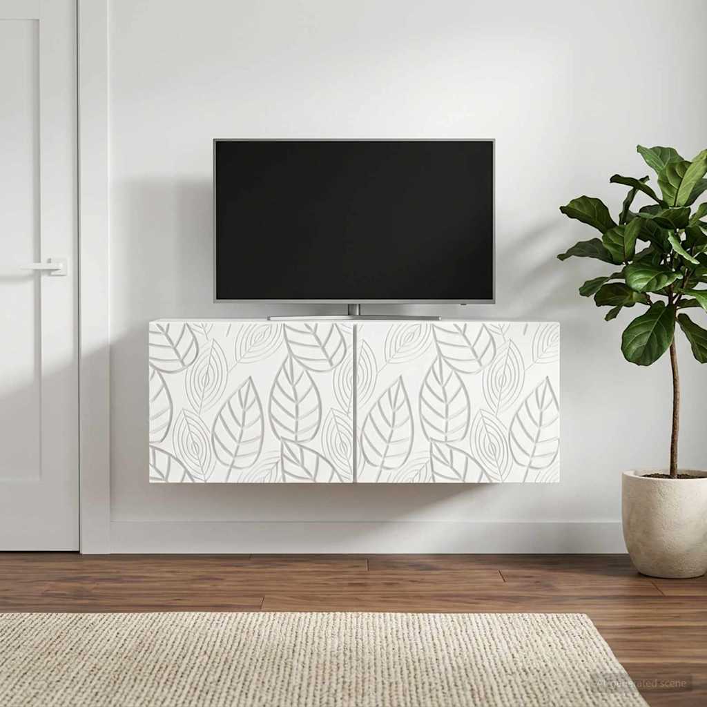Wandbeugel TV-kast 98 x 31 cm Wit Bewerkt hout Wandgemonteerd is nu te koop bij PeponiXL, paradijselijk wonen!