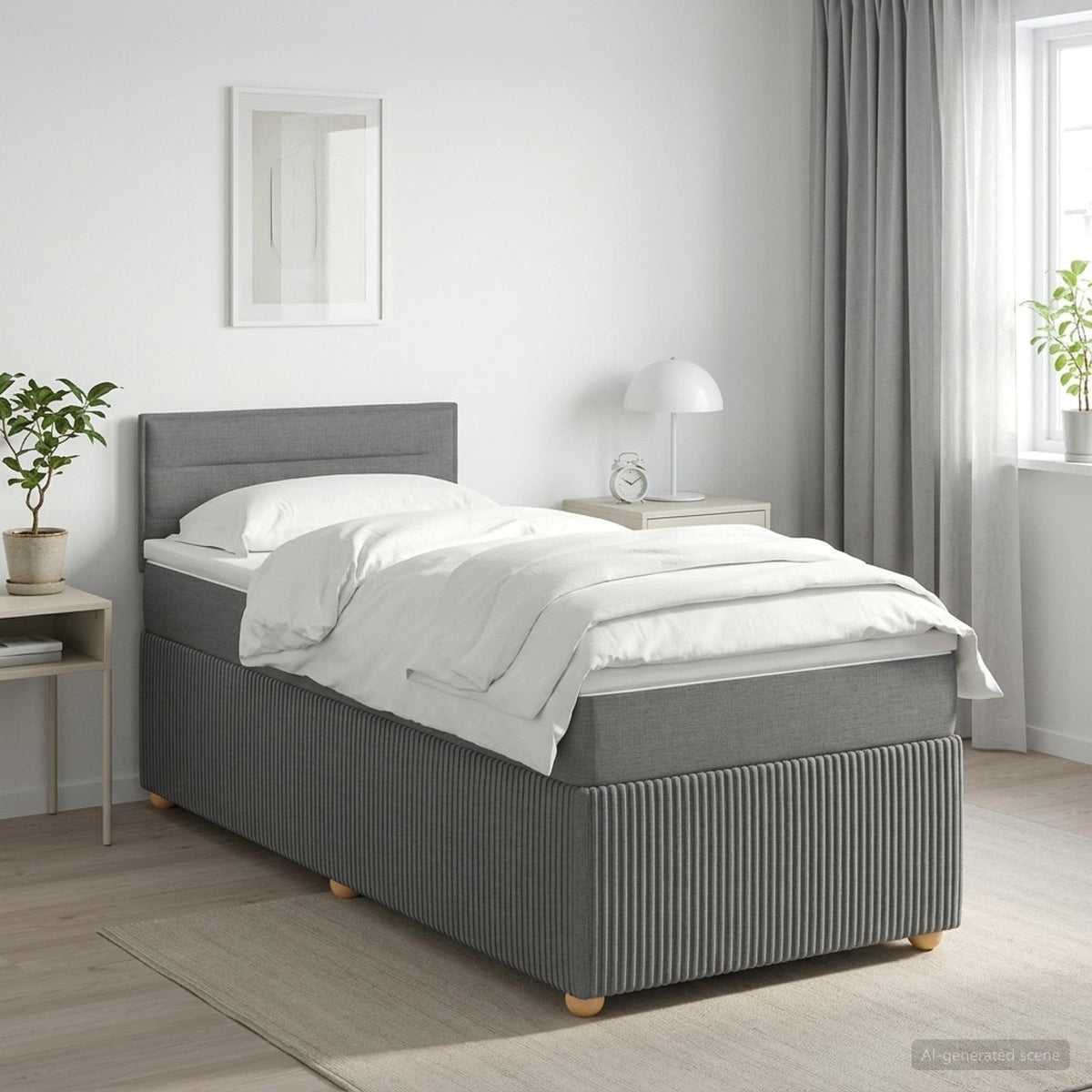Boxspringbed met matras Donkergrijs 90 x 190 cm Stof is nu te koop bij PeponiXL, paradijselijk wonen!