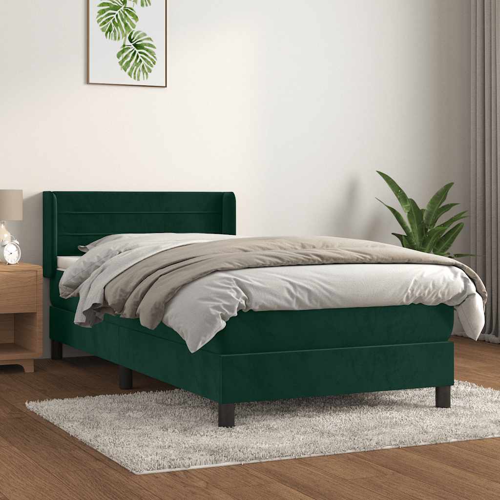 Boxspring met matras fluweel donkergroen 100x200 cm is nu te koop bij PeponiXL, paradijselijk wonen!