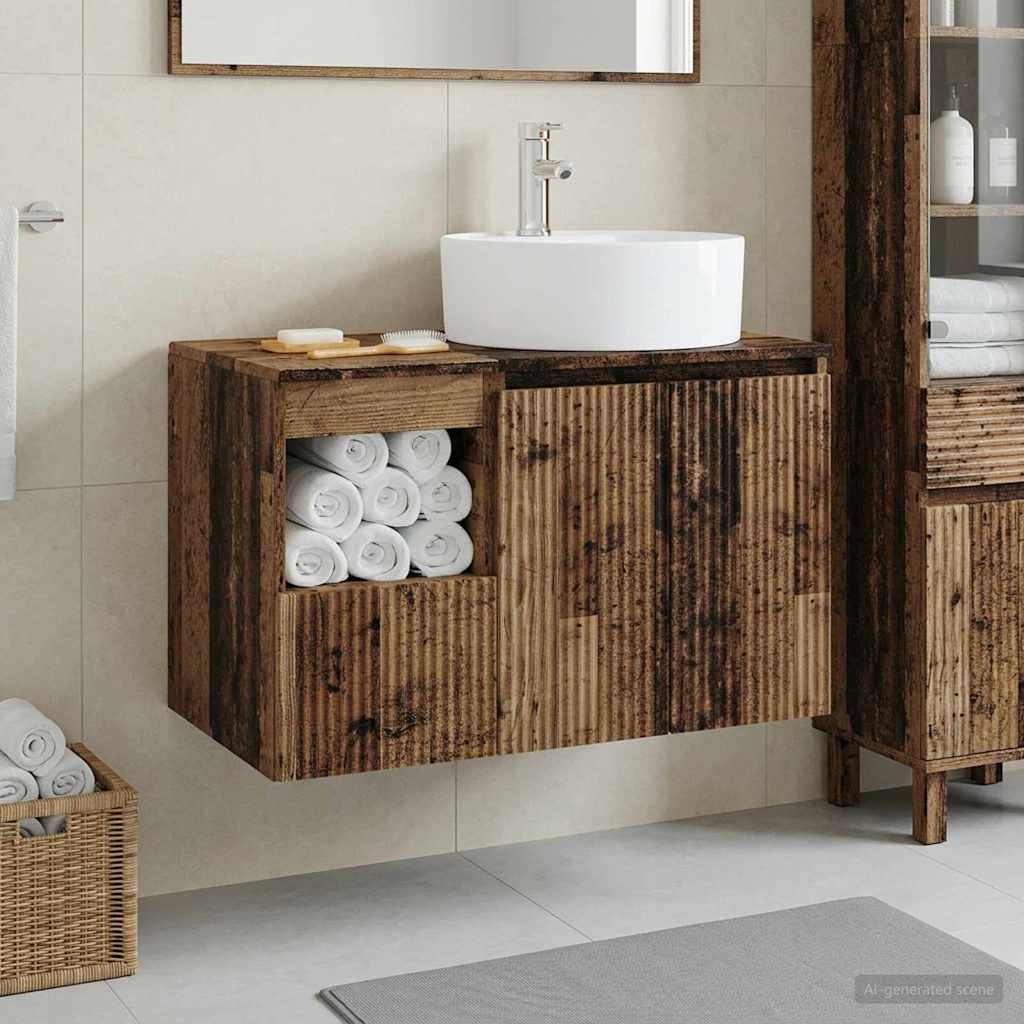 Badkamermeubelset 2 st Oud hout Bewerkt hout is nu te koop bij PeponiXL, paradijselijk wonen!