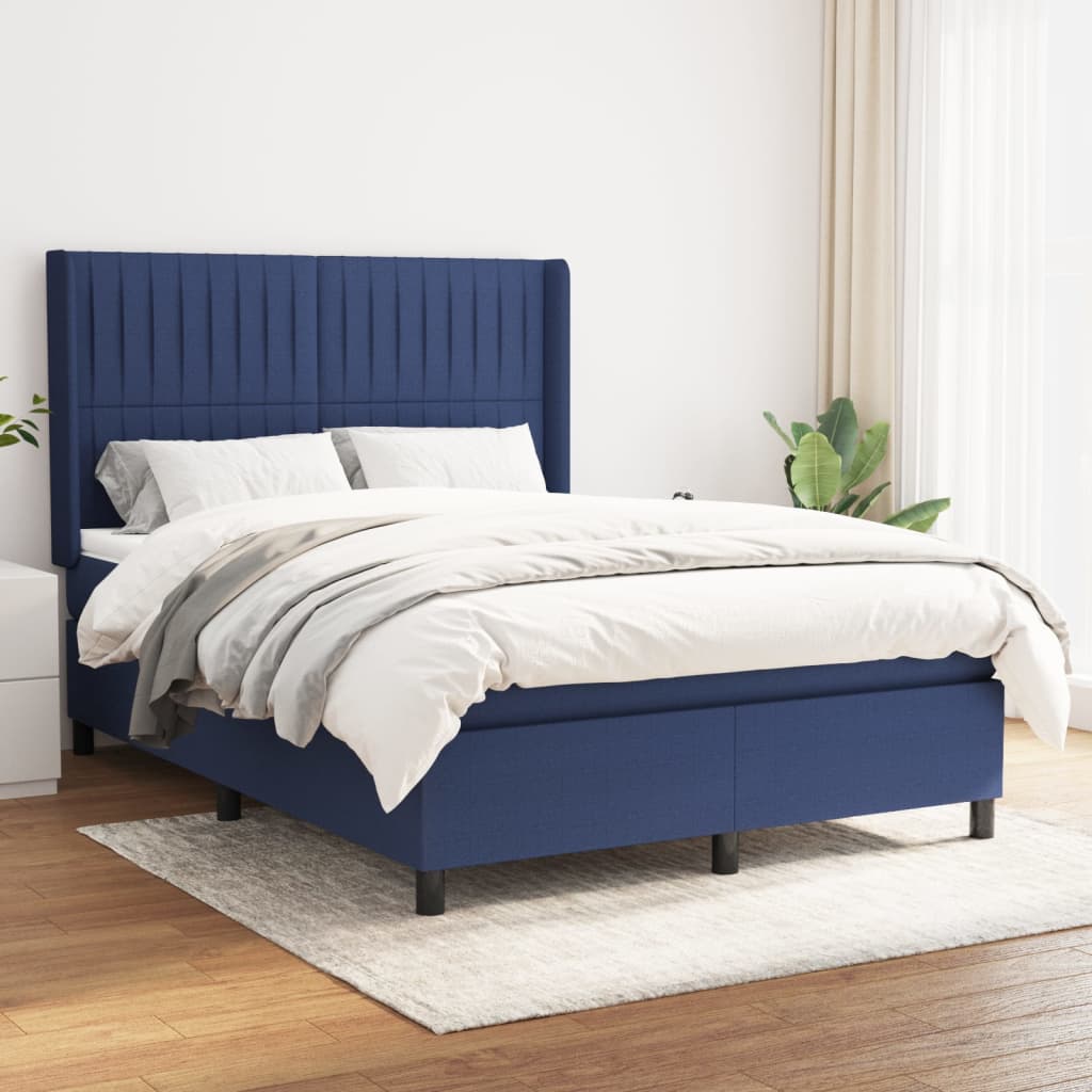 Boxspring met matras stof blauw 140x200 cm is nu te koop bij PeponiXL, paradijselijk wonen!