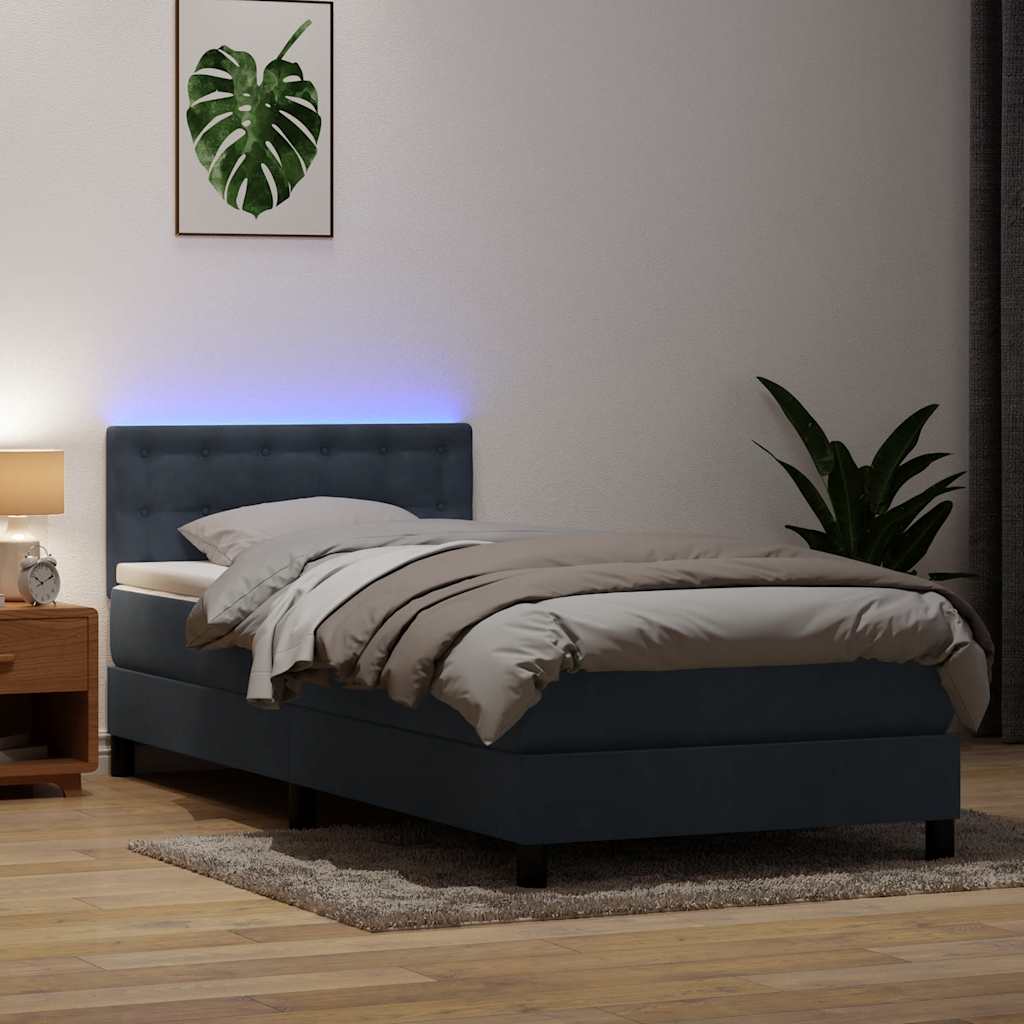Boxspring met matras en LED fluweel donkergrijs 80x210 cm is nu te koop bij PeponiXL, paradijselijk wonen!