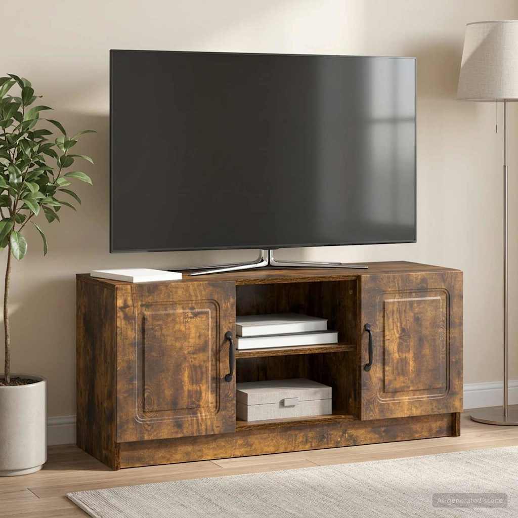 TV-kast Gerookt eiken 102 x 34,5 x 47 cm Bewerkt hout is nu te koop bij PeponiXL, paradijselijk wonen!