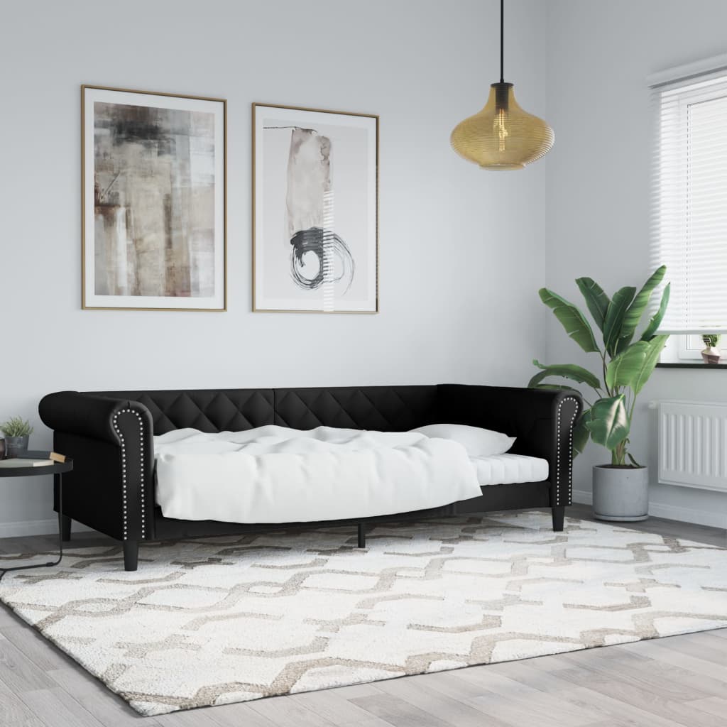 Slaapbank 80x200 cm kunstleer zwart is nu te koop bij PeponiXL, paradijselijk wonen!