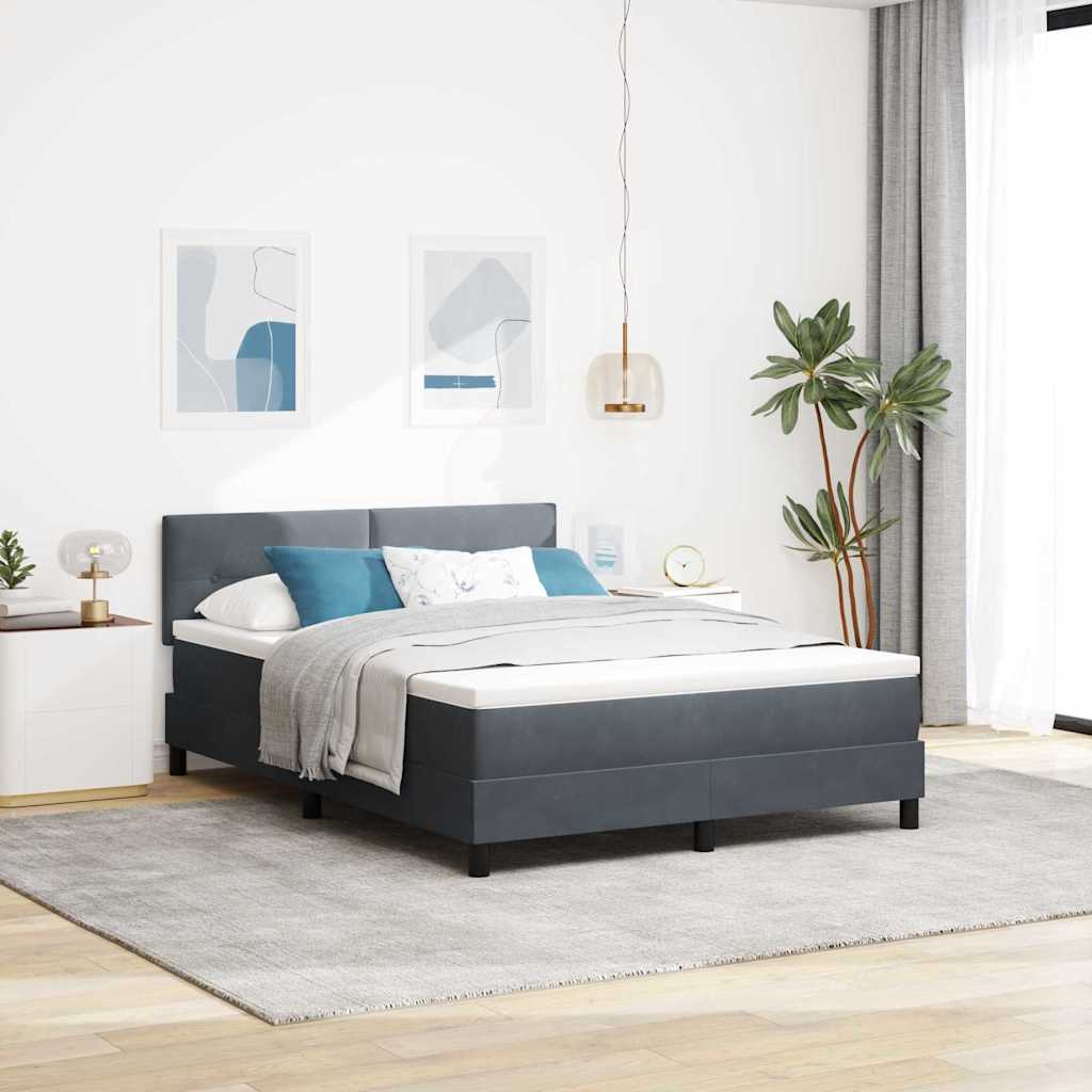 Boxspringbed met matras Donkergrijs 140 x 200 cm Fluweel is nu te koop bij PeponiXL, paradijselijk wonen!