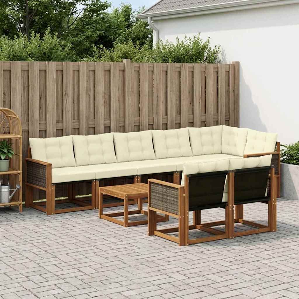 Buiten bankenset met kussen 9 pcs Natuurlijk en Crème is nu te koop bij PeponiXL, paradijselijk wonen!