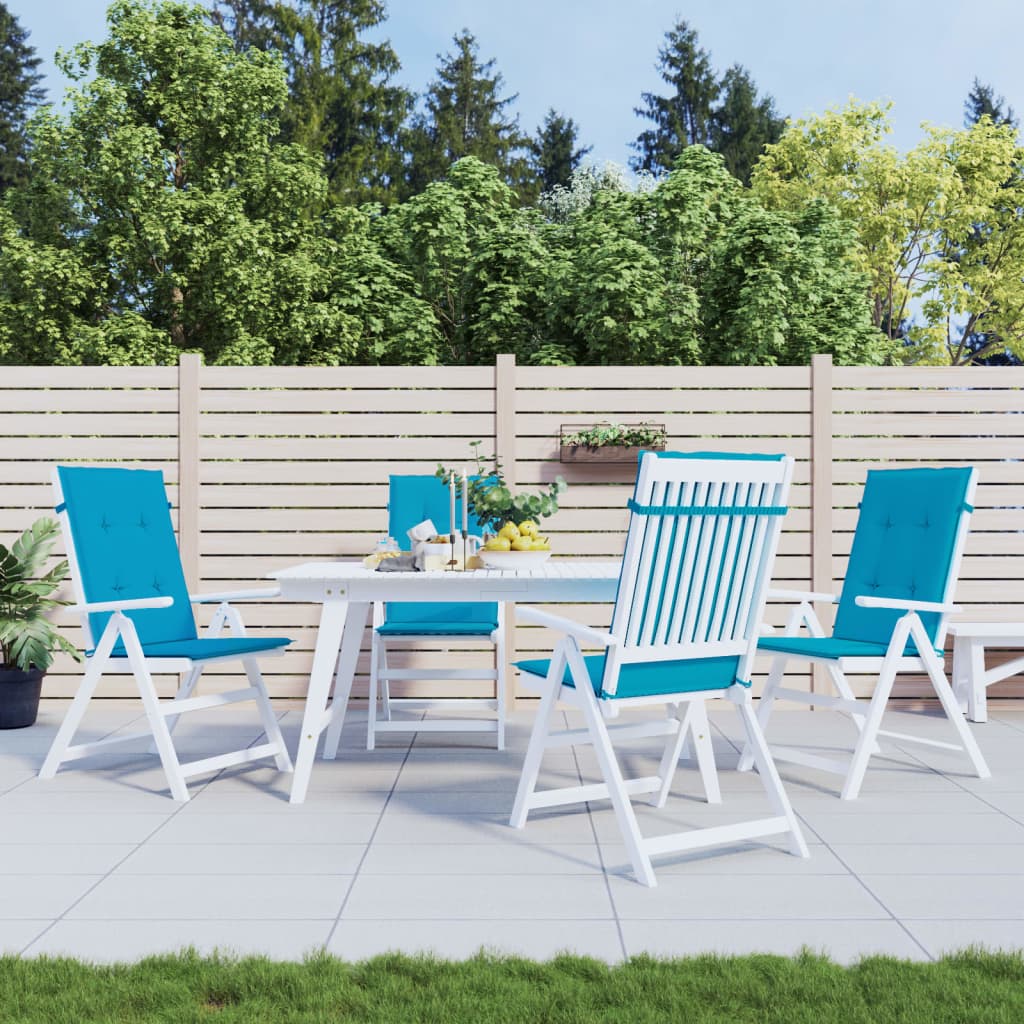 Tuinstoelkussens 4 st hoge rug 120x50x3 cm stof blauw is nu te koop bij PeponiXL, paradijselijk wonen!