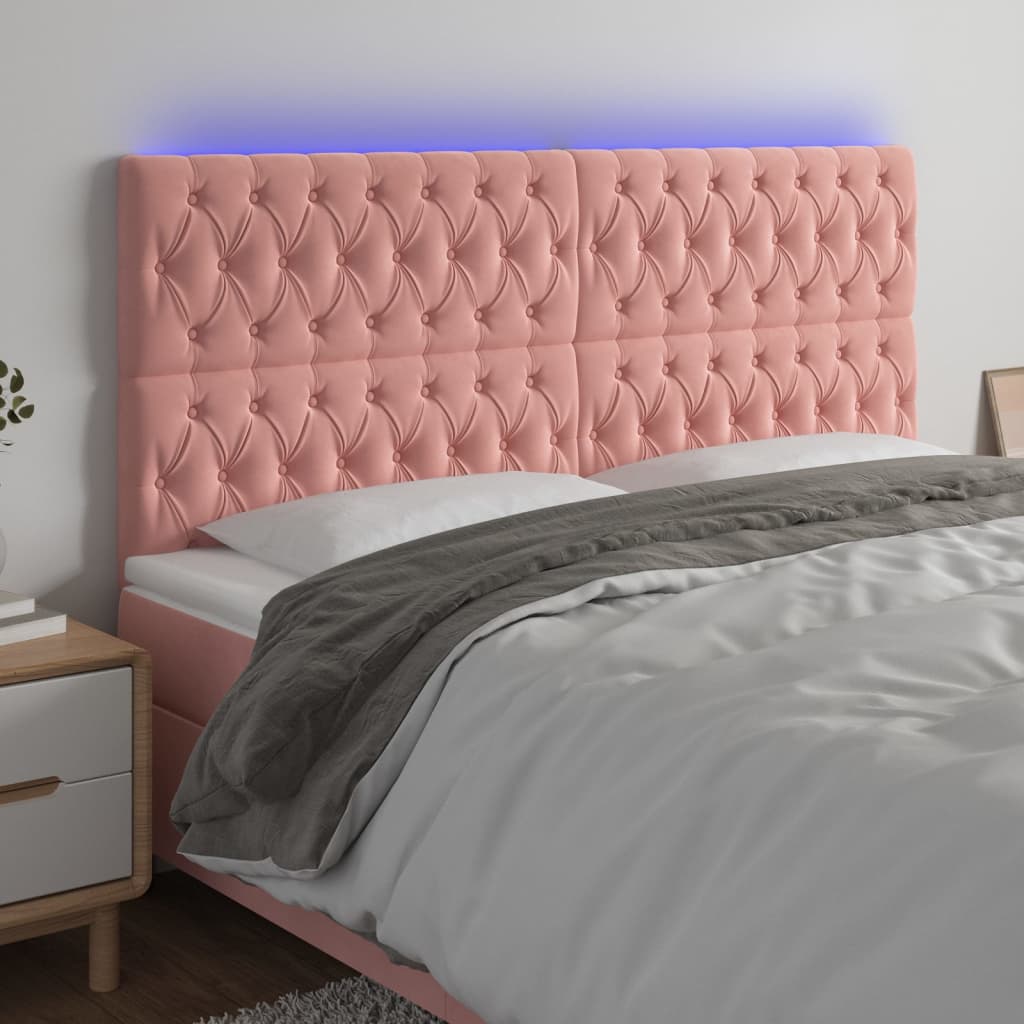 Hoofdbord LED 180x7x118/128 cm fluweel roze is nu te koop bij PeponiXL, paradijselijk wonen!