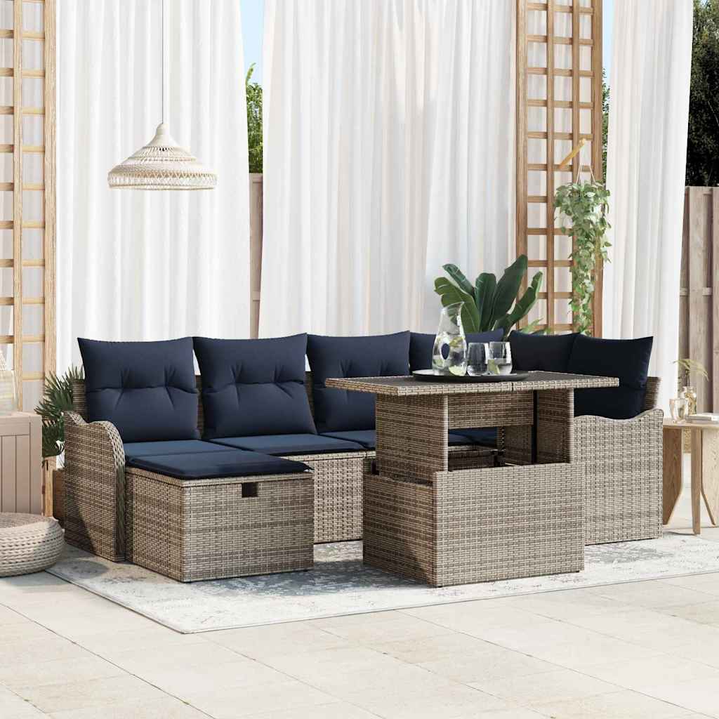 Tuin Sofa Set 7 st Grijs poly rattan is nu te koop bij PeponiXL, paradijselijk wonen!